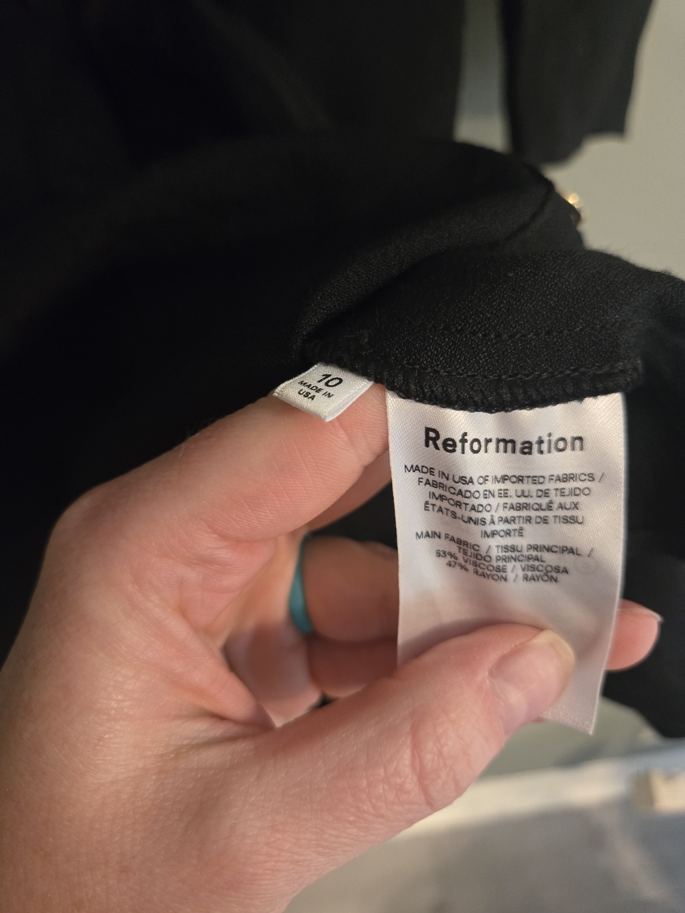 Reformation Hugh Black Long-Sleeve Mini Dress with Gold Buttons - Picture 4 of 4